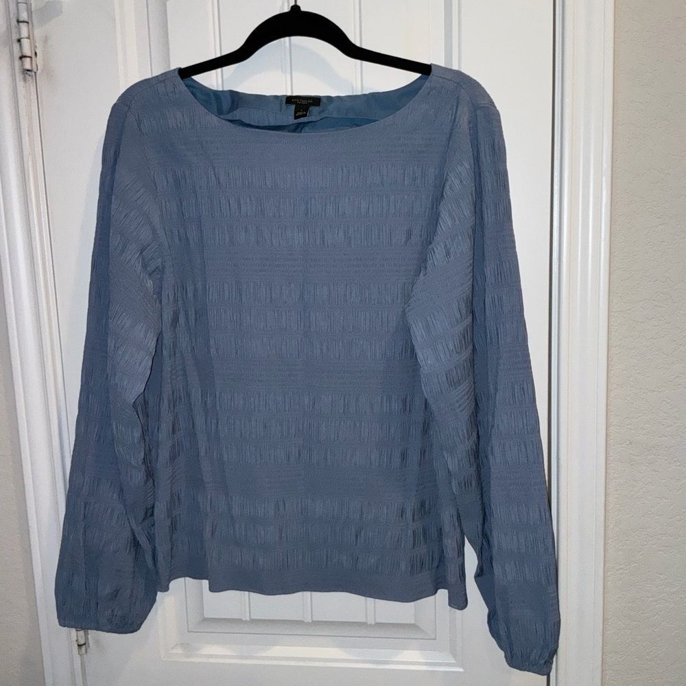Ann Taylor Factory Slate Blue Textured Blouse